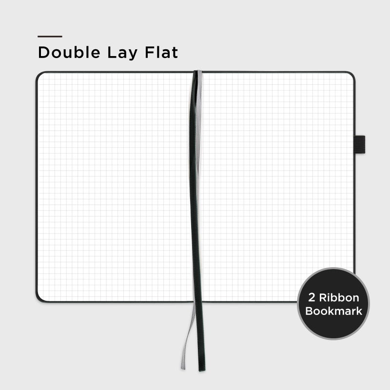 ⩓ Per Se Graph Journal Notebook، 160 صفحة، 5.7 × 8 بوصة مجلات ورقية سميكة مسطرة بالكلية للكتابة، دفتر ملاحظات بغلاف شبكي (حزمة واحدة، أسود) - Image 4